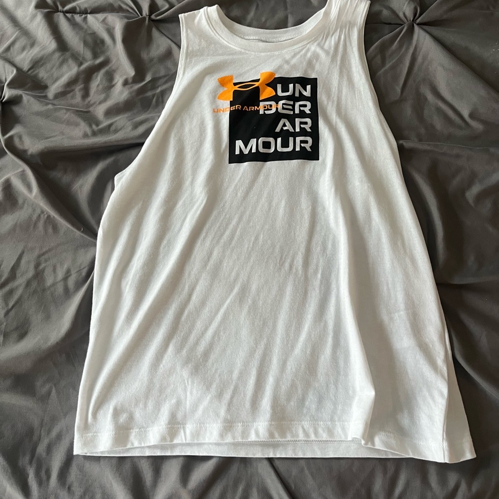 Under Armour White Tank Top with Logo
